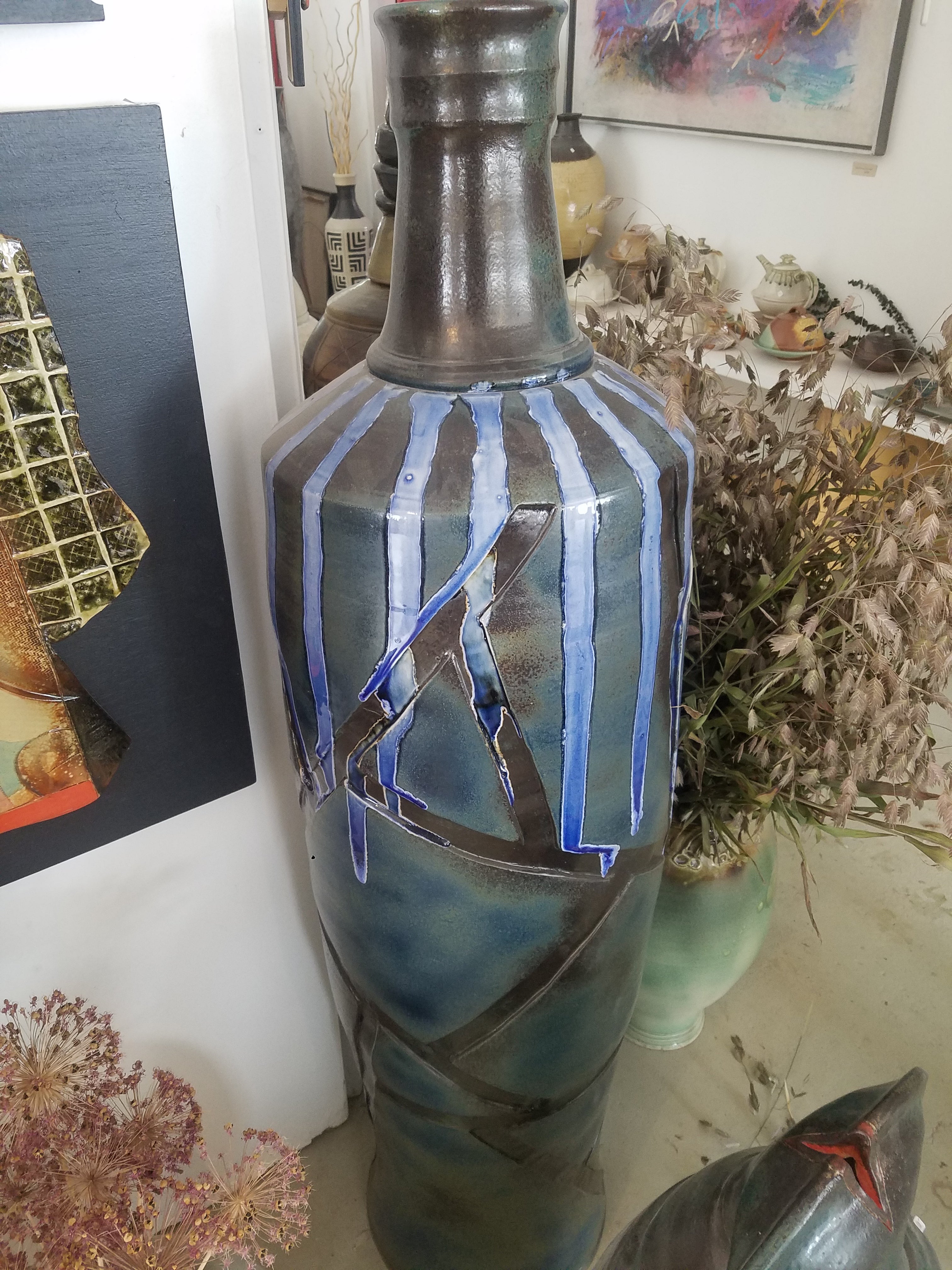 Geometric blue vessel