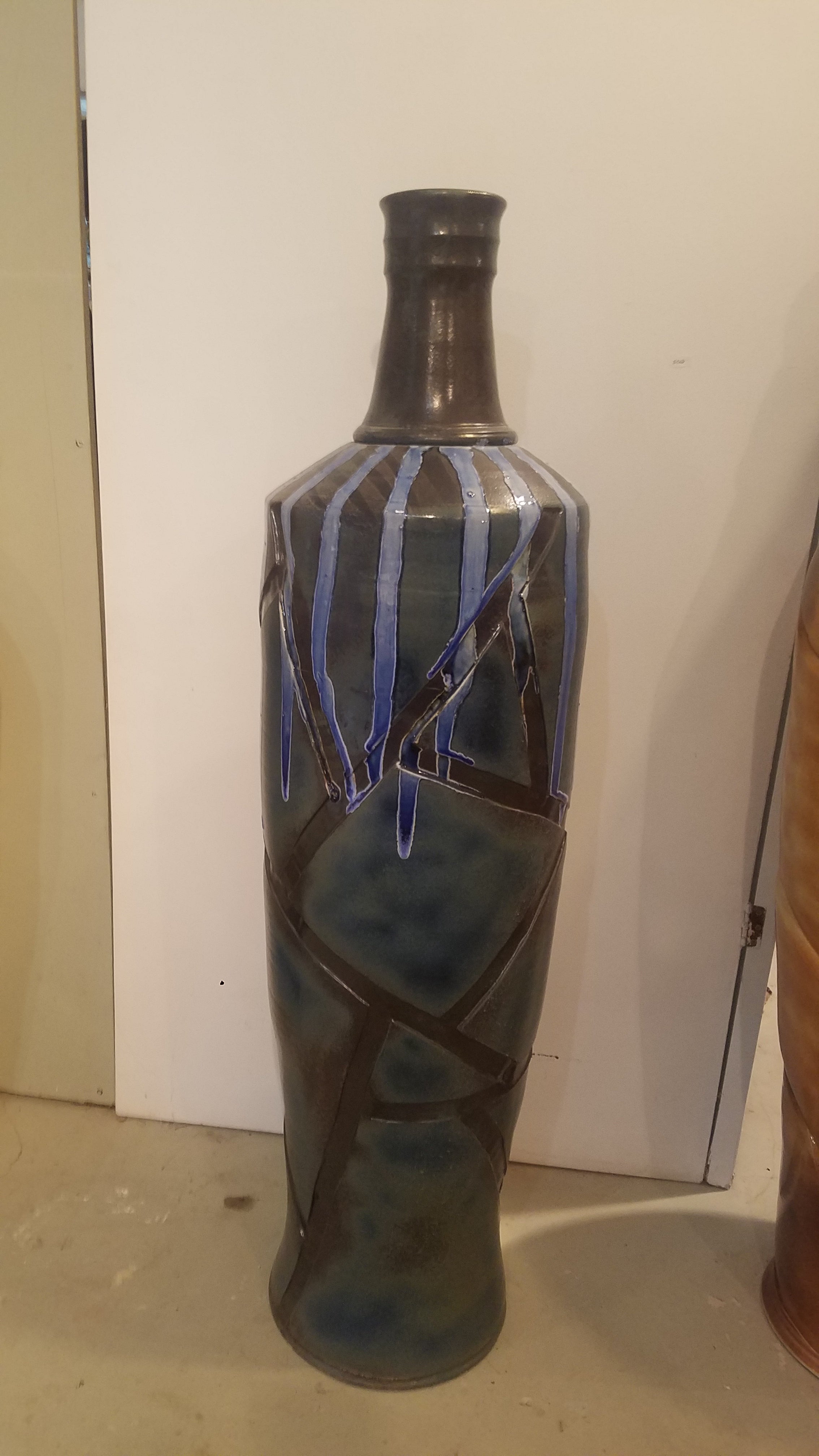 Geometric blue vessel