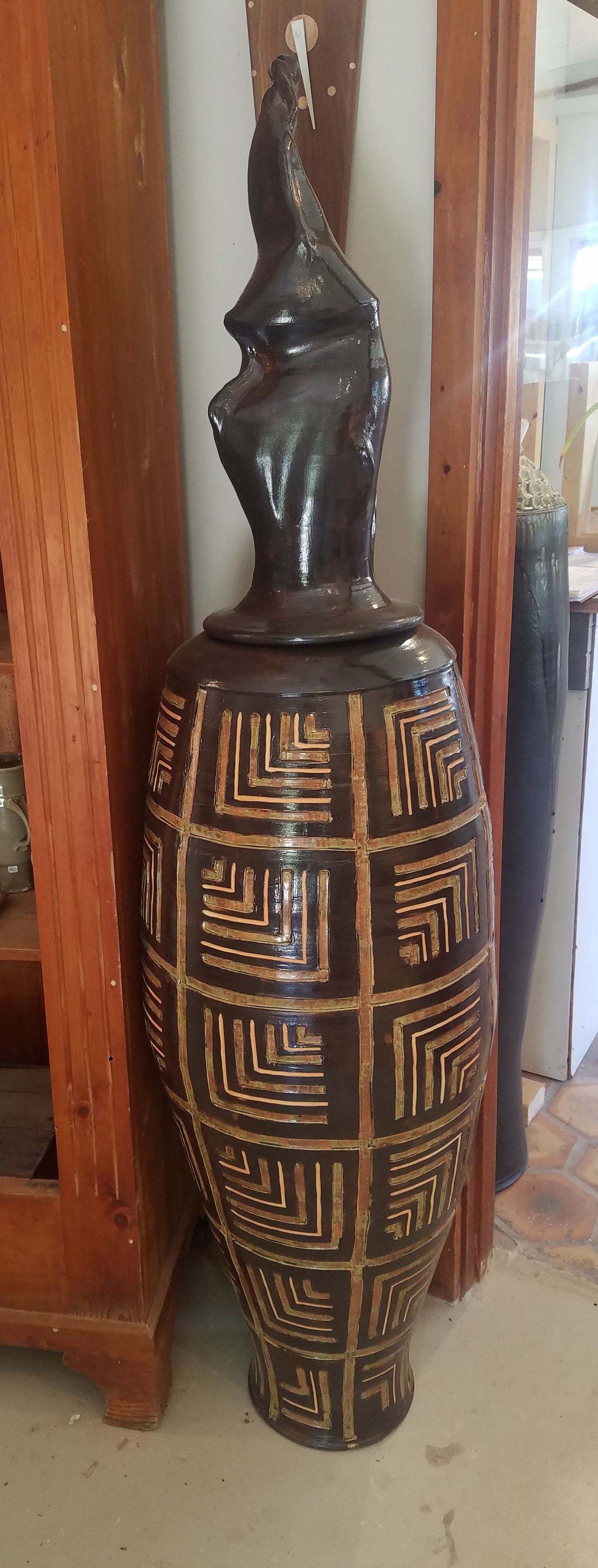 Carved Geometric Vessel